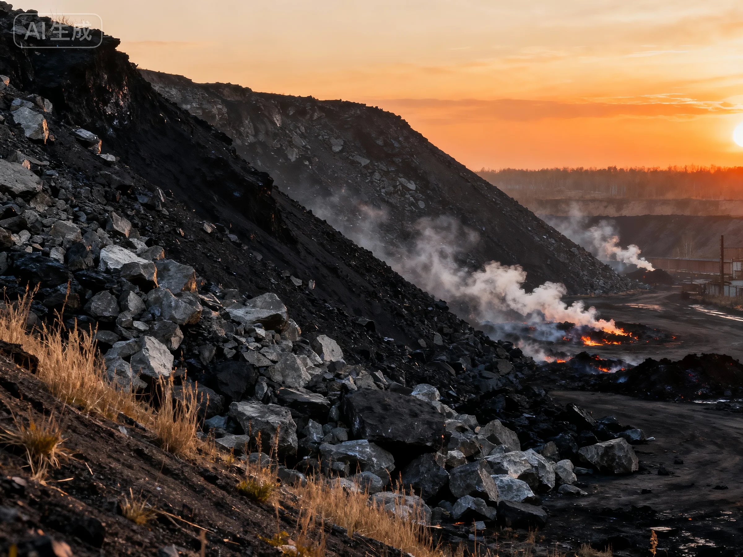 煤矸石堆积成山