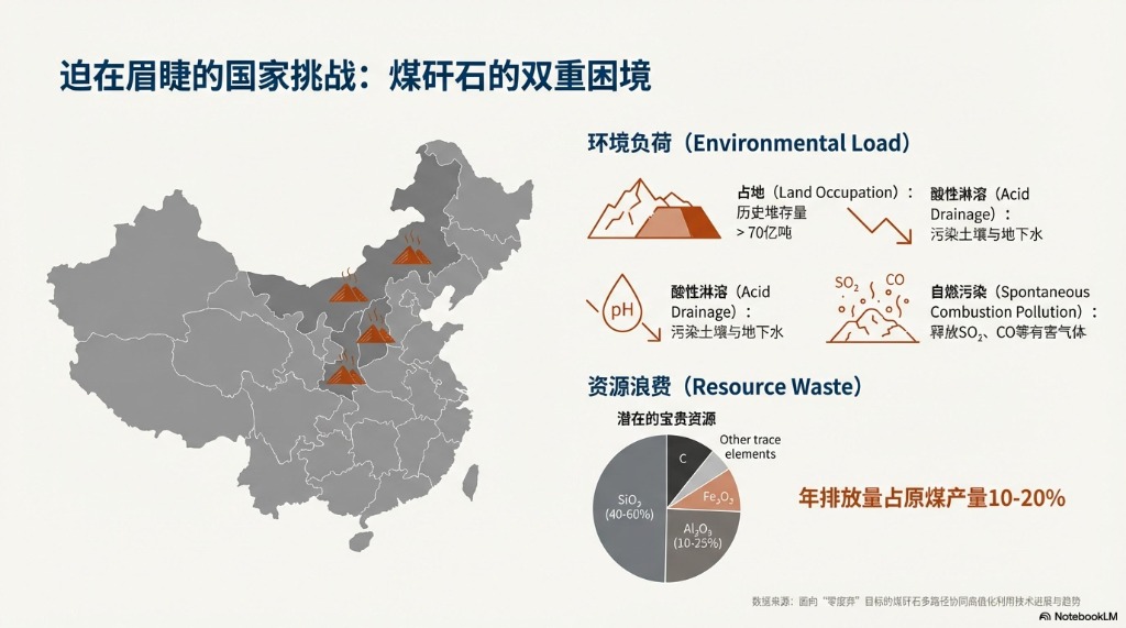 煤矸石环境负荷与资源浪费示意图