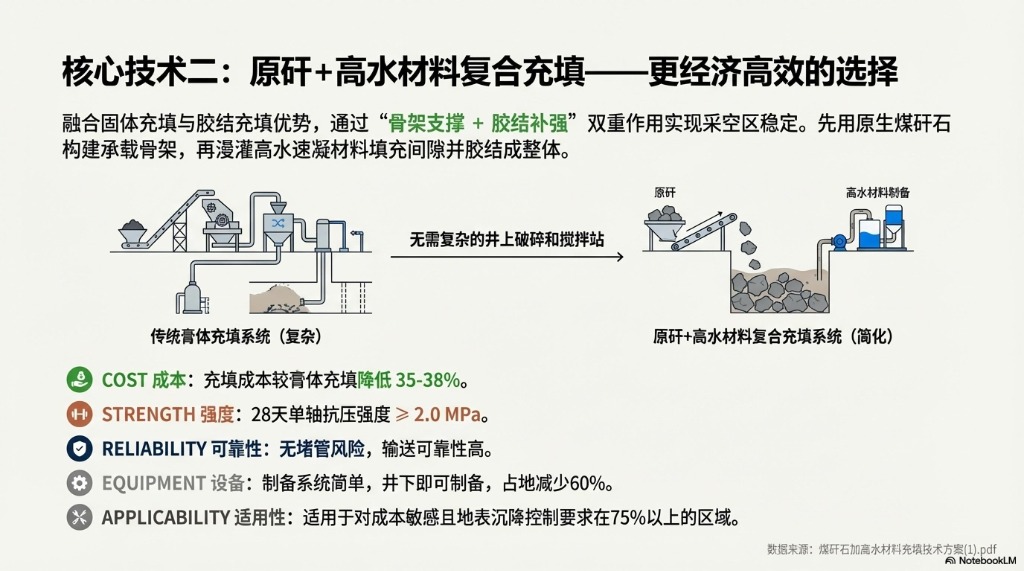 原矸+高水材料复合充填对比图